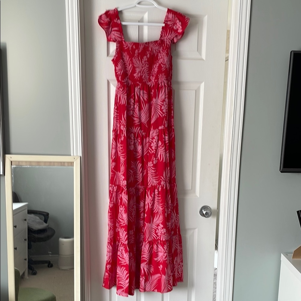 Marshalls Red and White Smocked Maxi Dress for Wedding Guest